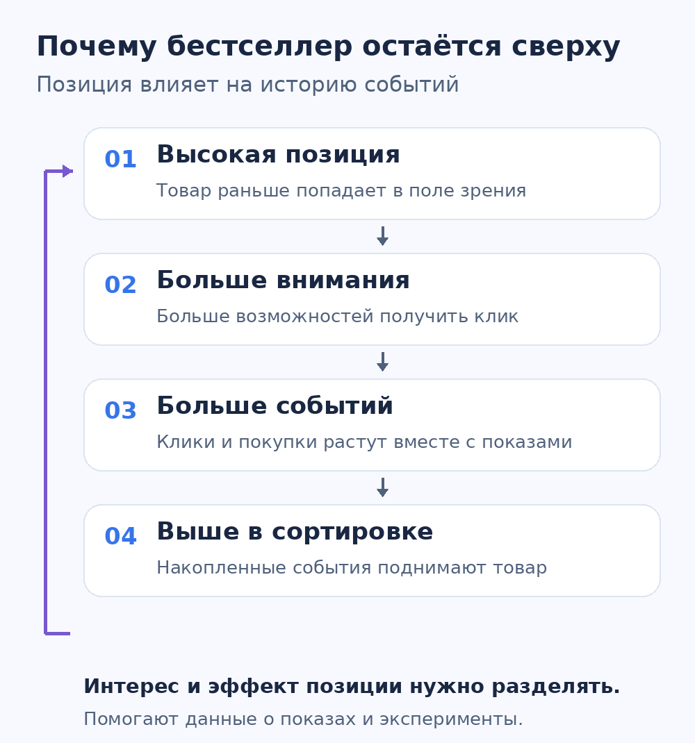 Высокая позиция создаёт больше событий, которые затем поддерживают ту же высокую позицию